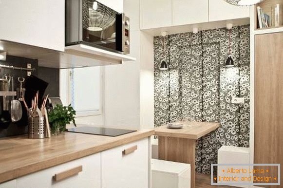 Zoning Küche mit Tapeten für Wände