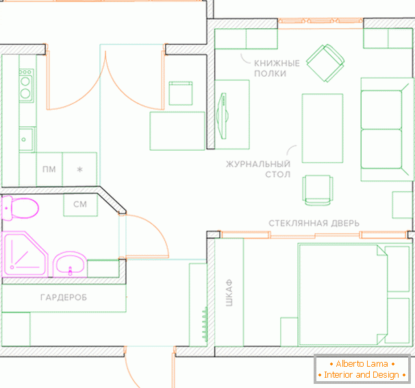 Der Grundriss einer Zweizimmerwohnung