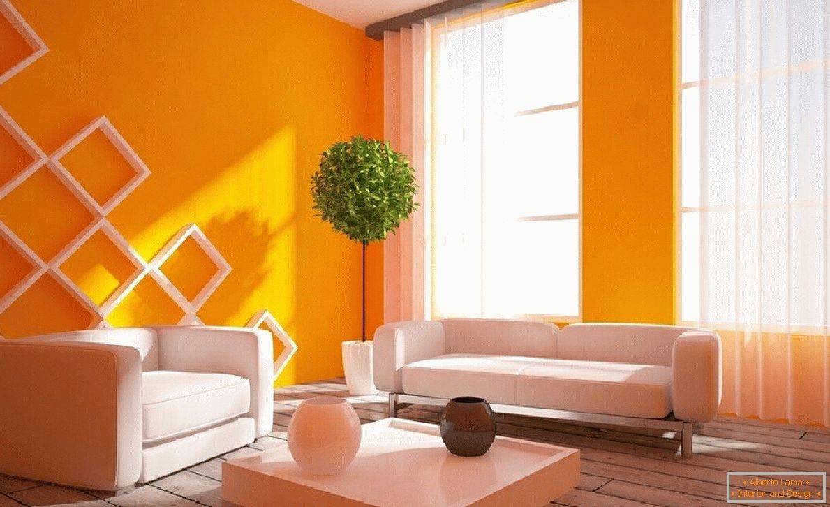 Interieur in orange Farbe