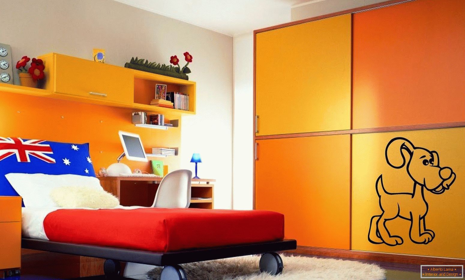 Möbel in orange Farbe