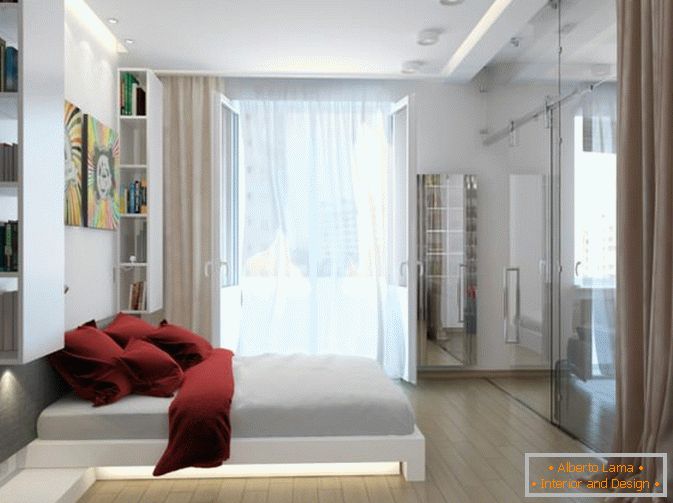 Schlafzimmer eines kleinen Studio-Apartments in Kiew