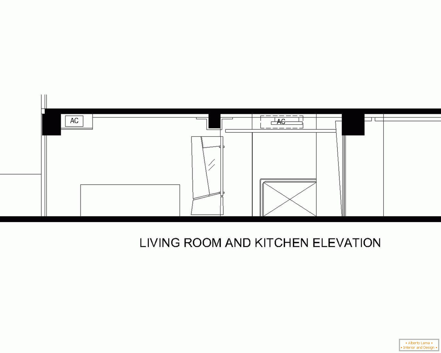 Layout des Wohnzimmers und der Küche