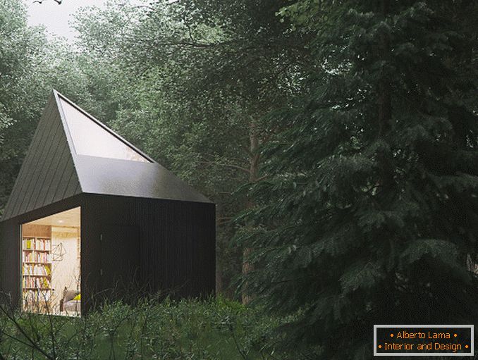 Projekte von kleinen Häusern: das Aussehen eines kleinen Hauses im Wald