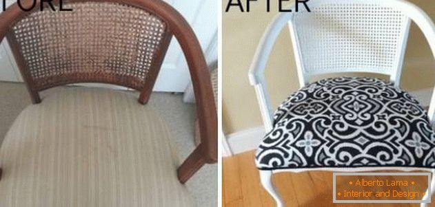 Reparatur eines alten Stuhls mit einem Rücken