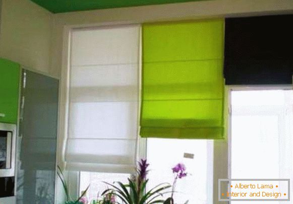 Römische Vorhänge in der Küche mit Grün, Foto 4