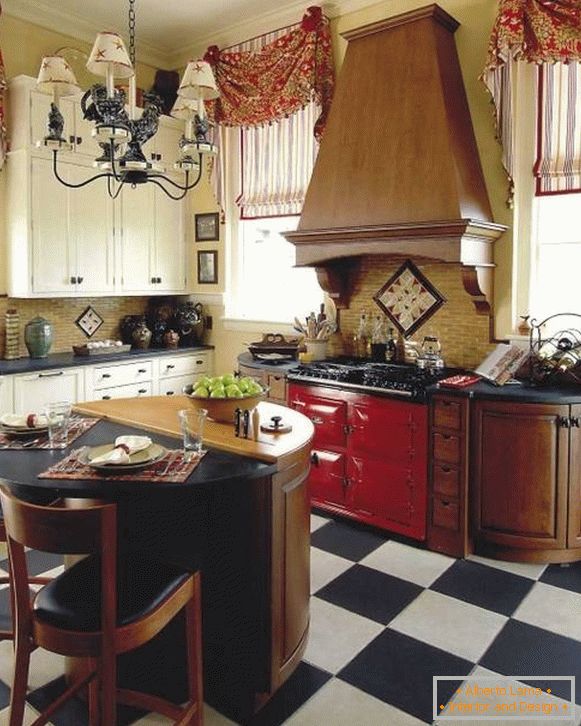 Römische Vorhänge für die Küche im rustikalen Stil