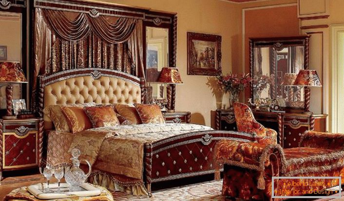 Edler Stil des Empire in seiner hellsten Manifestation im Schlafzimmer der französischen Familie.