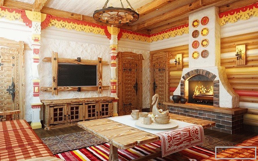 Russischer Ofen im Wohnzimmer