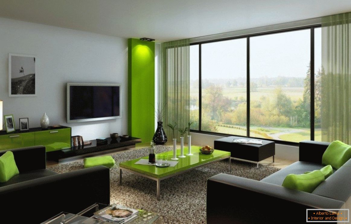 Grau-grünes Wohnzimmer