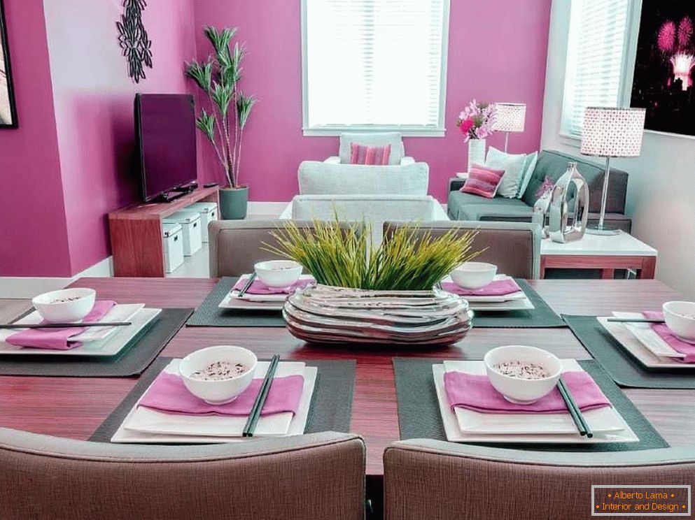Grau-rosa Wohnzimmer