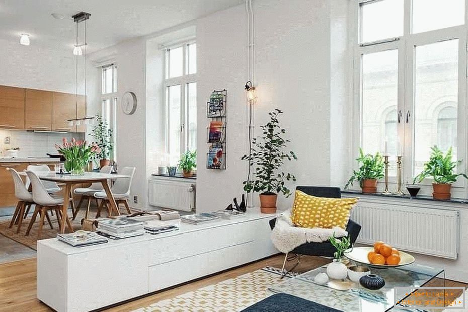 Studio-Apartment-Design im skandinavischen Stil