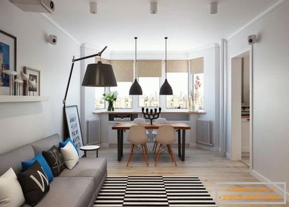 Ein-Zimmer-Wohnung im skandinavischen Stil - Foto von Wohnzimmer