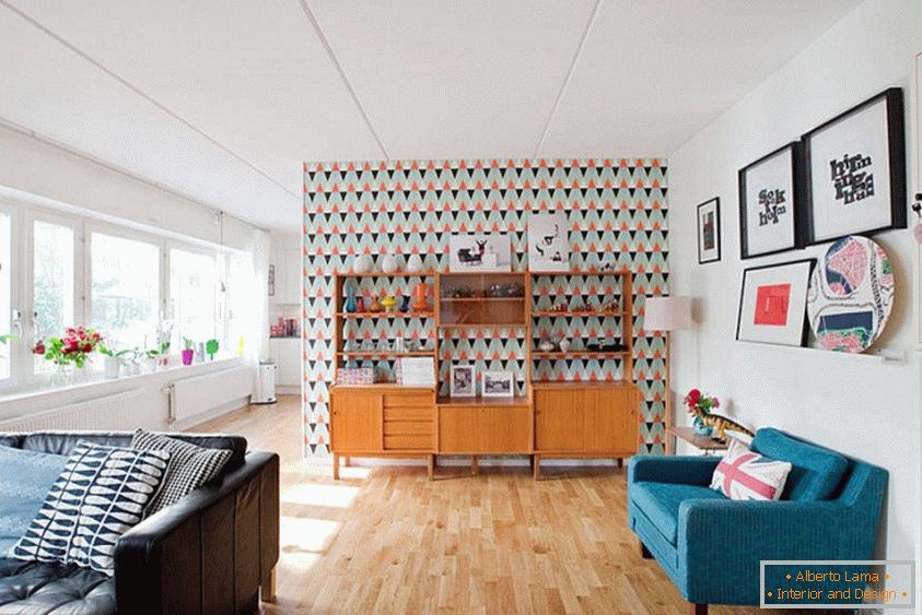 Ungewöhnliches Design einer Wohnung im skandinavischen Stil