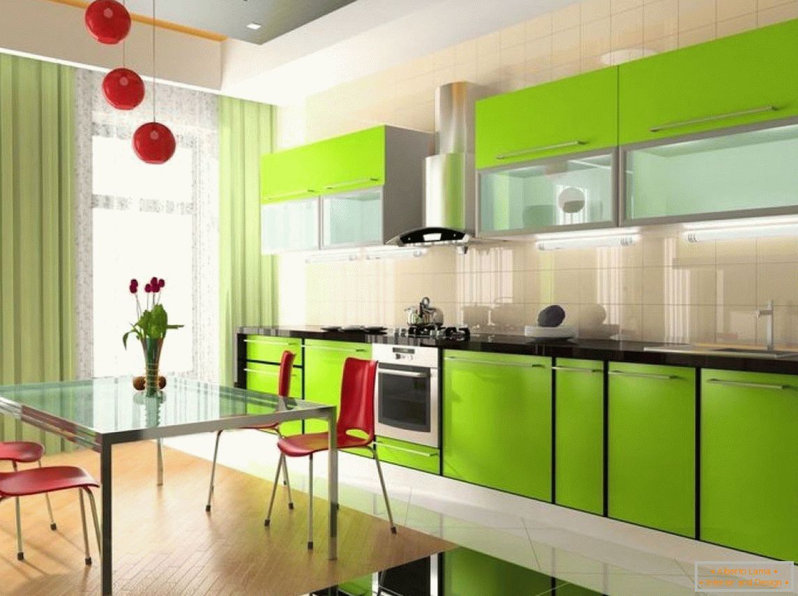 Große grüne Küche