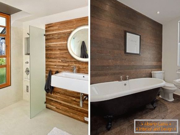 Holzverkleidungen für Innendekoration von Wänden - Foto von Badezimmer