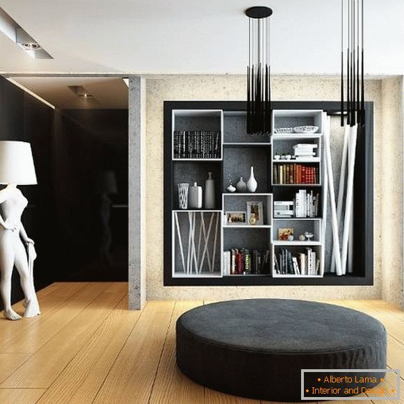 Stilvolles Wandregal im Design des Wohnzimmers
