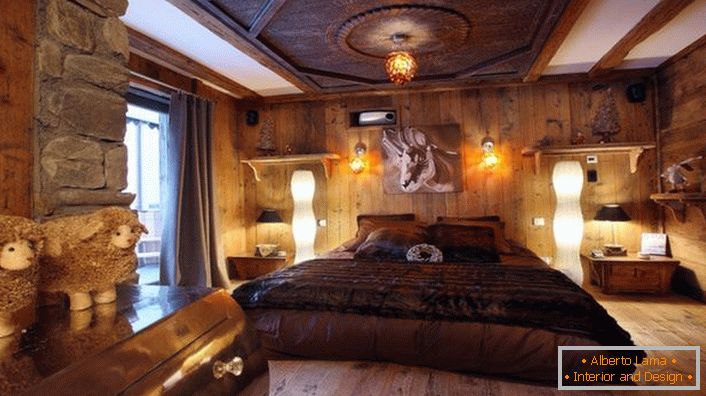 Luxus-Schlafzimmer im Stil des Chalets können Sie in der entspannen