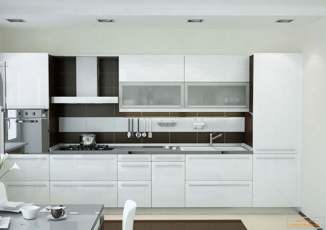Kompakte Küche in weißer Farbe