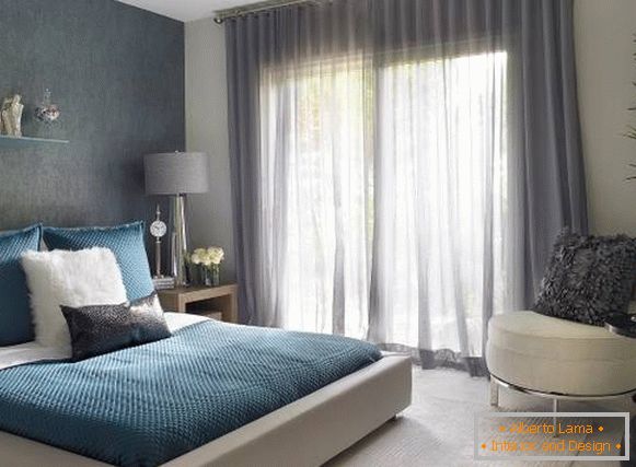 Modernes Schlafzimmer in den grauen und grünen Farben 2016