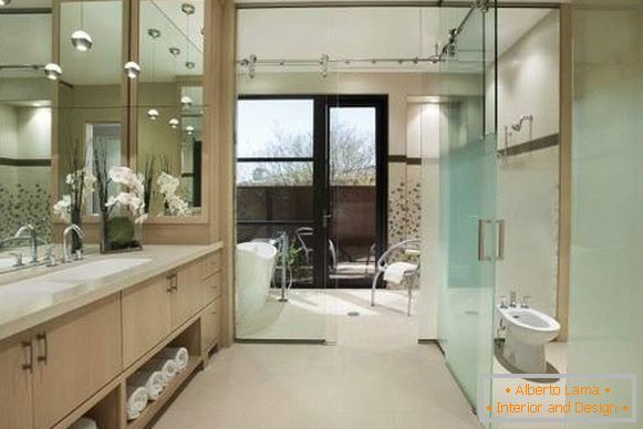 Glastrennwände und -türen für Badezimmer und Toilette - Foto im Innenraum