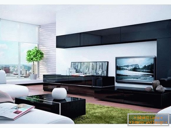 модульная Wand im Wohnzimmer in einem modernen Stil, Foto 11