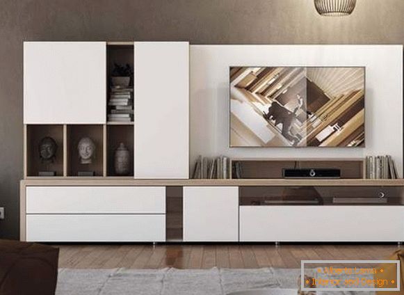 weiße Wand im Wohnzimmer in einem modernen Stil, Foto 8