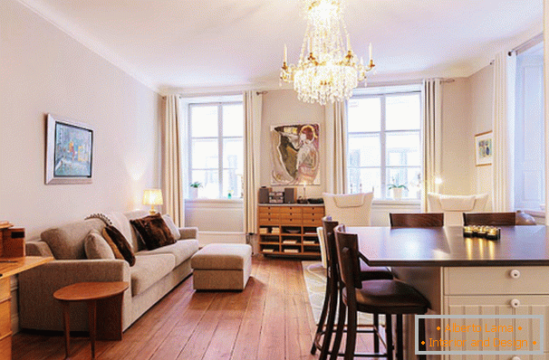 Wohnzimmer und Esszimmer Studio-Apartment in Stockholm