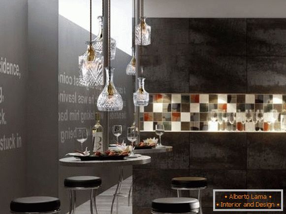 Design von Kristalllampen im Loft-Stil - Fotos in der Küche