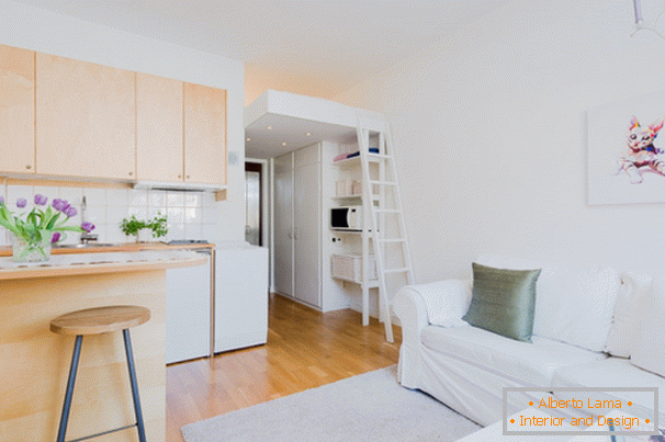 Registrierung von Studio-Apartment in hellen skandinavischen Stil