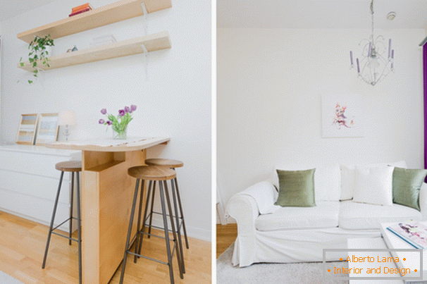 Registrierung von Studio-Apartment in hellen skandinavischen Stil