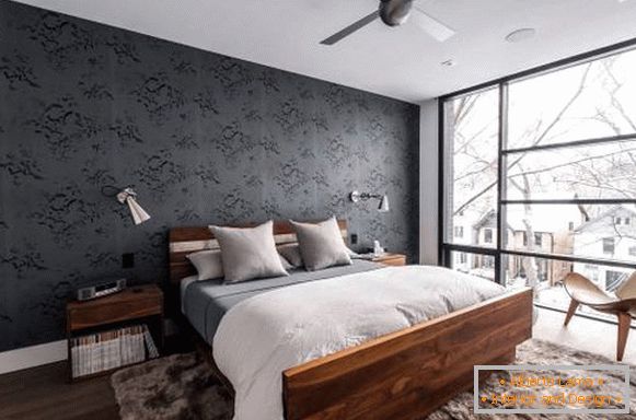 Dunkle Tapeten im Innenraum - Fotos von Grau im Schlafzimmer