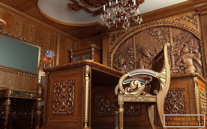 Ein barockes Büro mit ausgewählten Möbeln. Möbel von echten italienischen Herstellern.