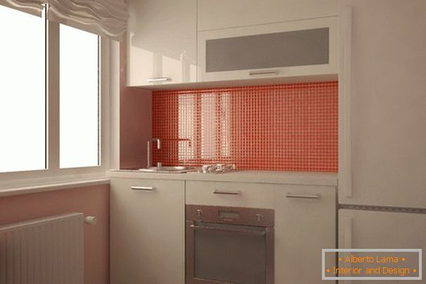 Küche in weiß mit orange Akzenten