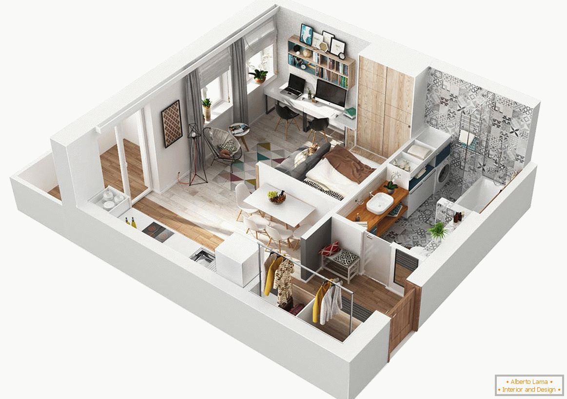 Modell einer kleinen modernen Wohnung