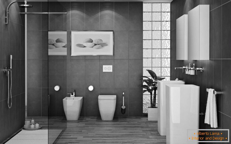 Schwarz-Weiß-Fliesen-Badezimmer