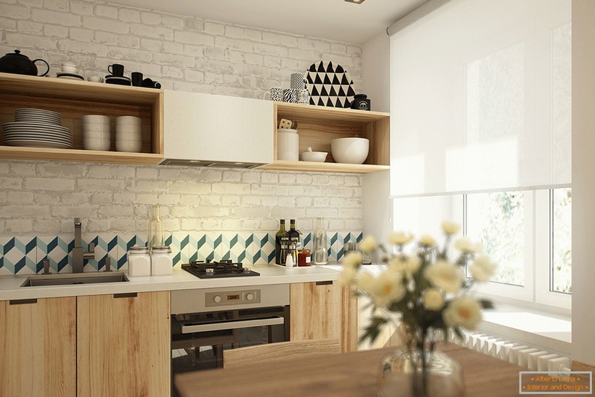 Küche in einem kleinen Studio-Apartment