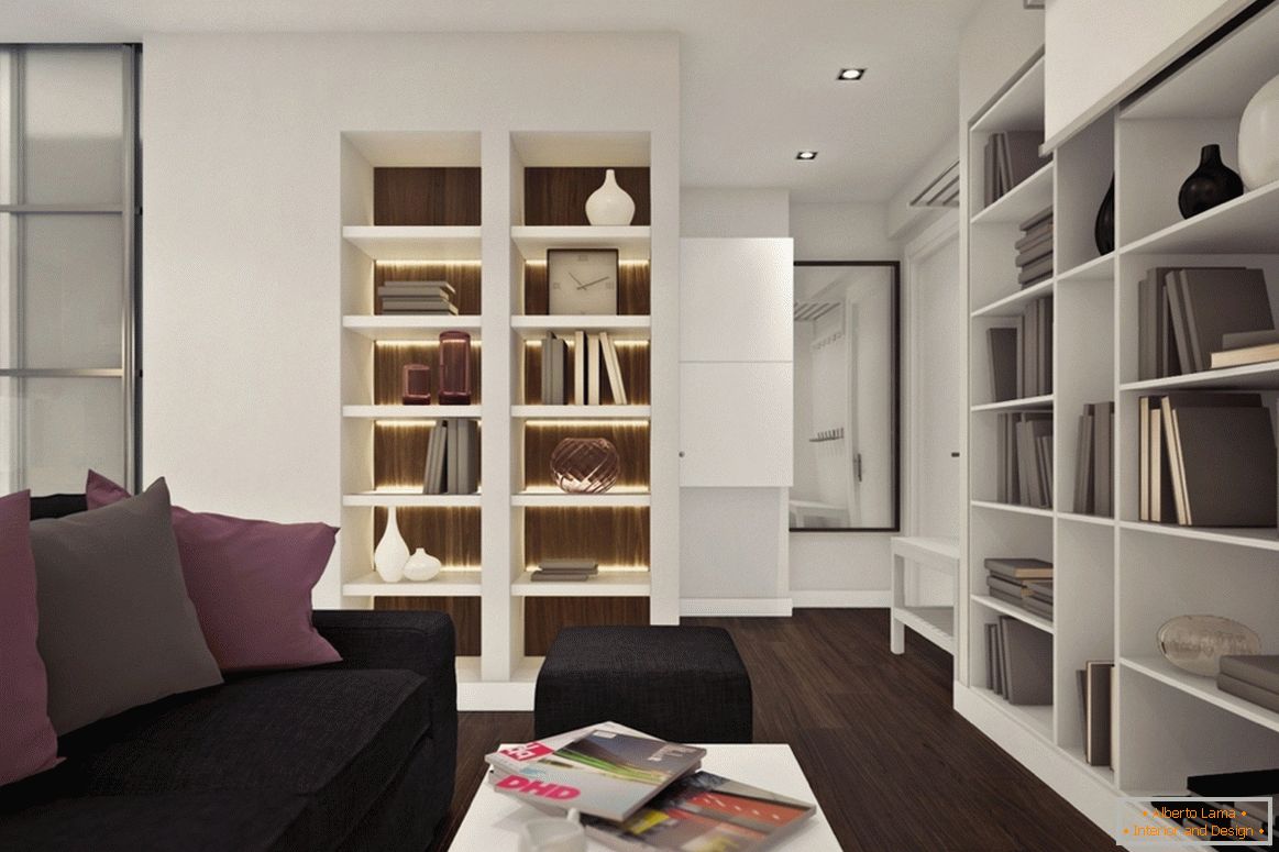 Design eines kleinen Studio-Apartments mit lila Akzenten - фото 2