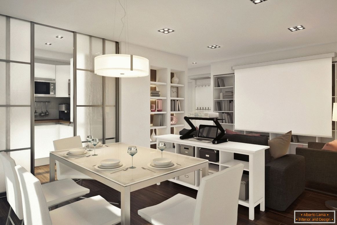 Design eines kleinen Studio-Apartments mit lila Akzenten - фото 3