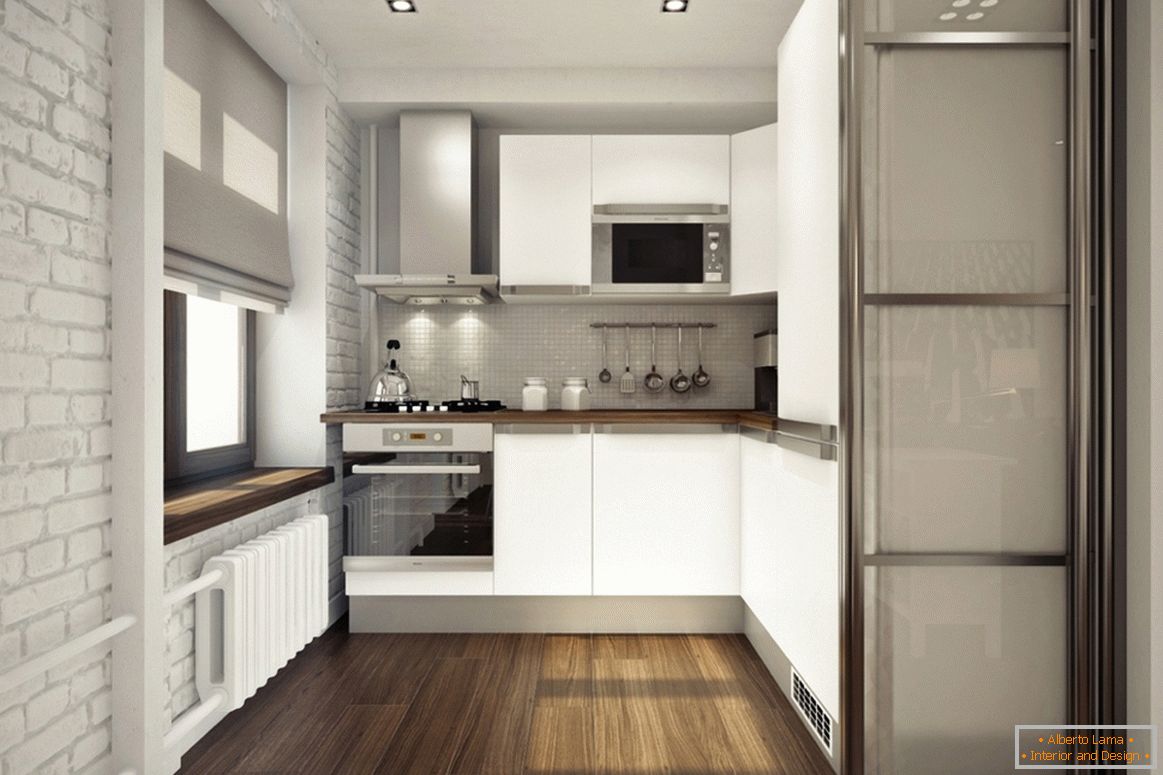 Design einer kleinen Küche in einer Studio-Wohnung