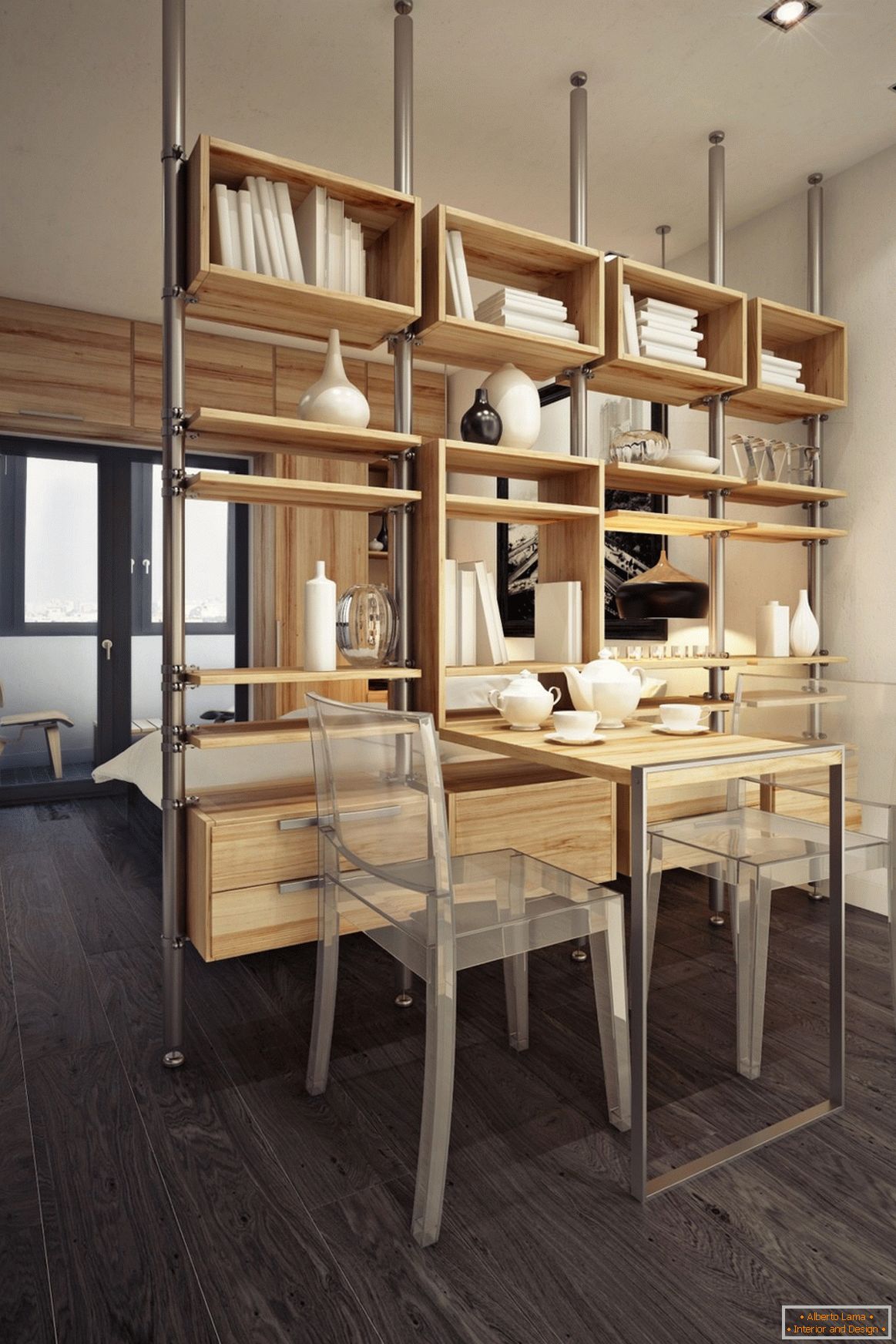 Design eines kleinen Studio-Apartments in warmen Tönen - фото 3