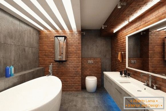 Fliese für Ziegelstein und Beton für Badezimmer in der Dachbodenart - Foto