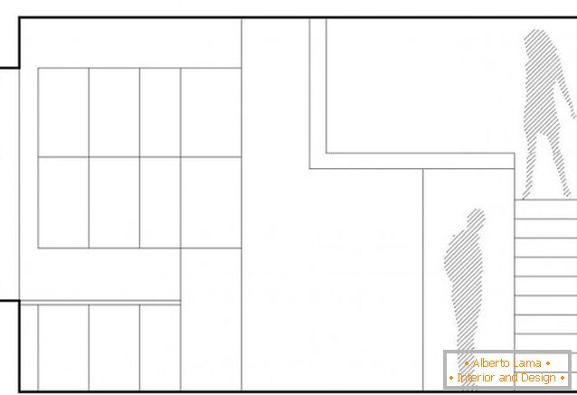 Das Layout einer zweistöckigen Studio-Wohnung in Polen