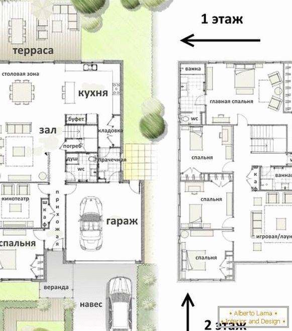 Wie man den zweiten Stock in einem privaten Haus macht - ein Projekt für 4 Schlafzimmer und einen Spielplatz