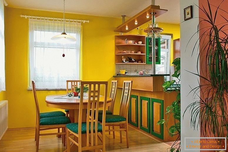 Gelbe Wände in der Küche