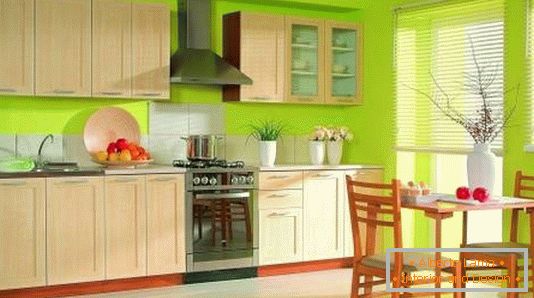 Küchendesign in der hellgrünen Farbe