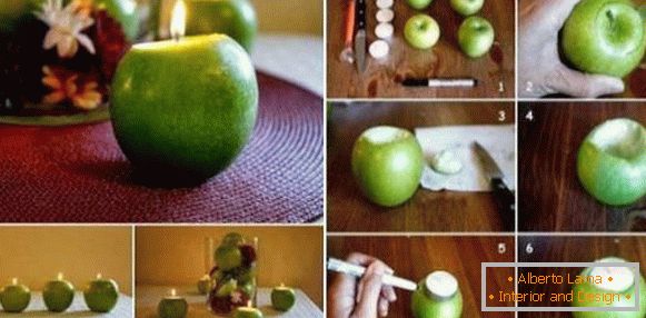 Kerzenhalter aus Äpfeln