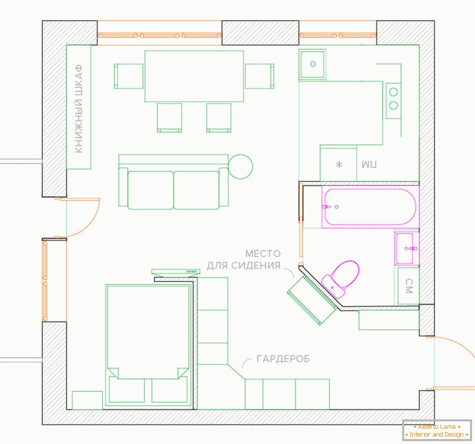 Umbau einer Einzimmerwohnung in einem Studio-Apartment