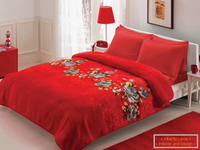 Romantisches Schlafzimmer in roten Farben