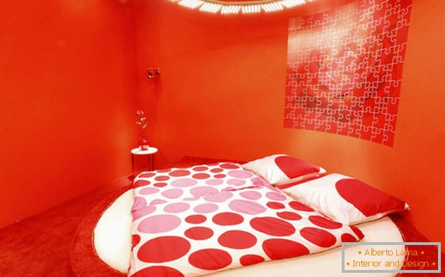 Unübertroffenes Schlafzimmerdesign in leuchtendem Rot