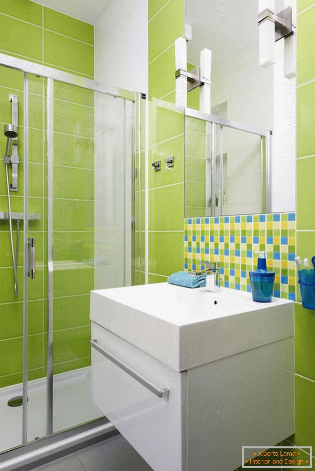 Badezimmerdesign in hellgrüner Farbe